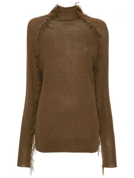 Sweter z frędzli Christian Wijnants brązowy