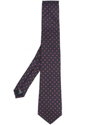 Копринена вратовръзка на точки с принт Fursac синьо
