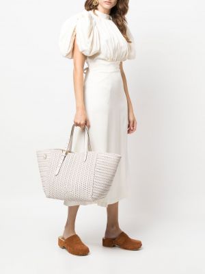 Leder shopper handtasche Anya Hindmarch weiß