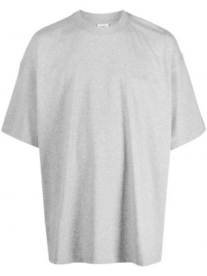Oversized bavlnené tričko s výšivkou Vetements sivá