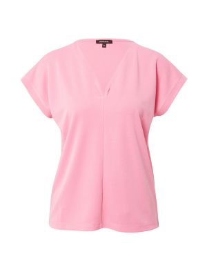 Jednofarebné priliehavé tričko s výstrihom do v More & More - ružová