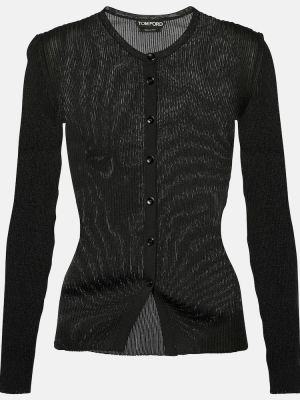 Cárdigan de punto manga larga de tela jersey Tom Ford negro