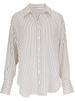 Pruhované hedvábné dlouhá košile s dlouhými rukávy Frame - bílá