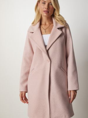 Пальто с воротником на пуговицах Happiness İstanbul розовое