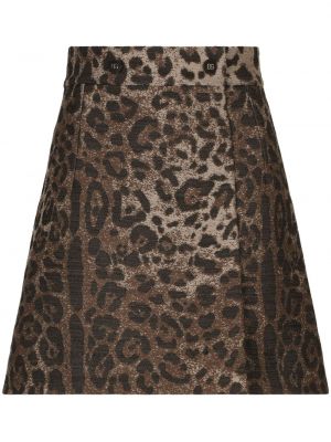 Minisukňa s potlačou s leopardím vzorom Dolce & Gabbana hnedá