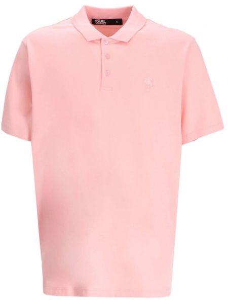 Işlemeli polo yaka tişört Karl Lagerfeld pembe