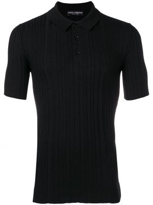 Megztas polo marškinėliai Dolce & Gabbana juoda