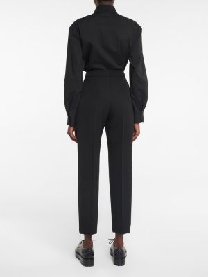 Bavlněné rovné kalhoty s vysokým pasem Alaã¯a černé