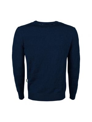 Sweter z wełny merino z okrągłym dekoltem sportowy Plein Sport niebieski