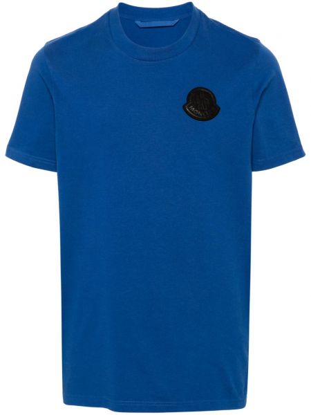 Bombažna majica Moncler modra