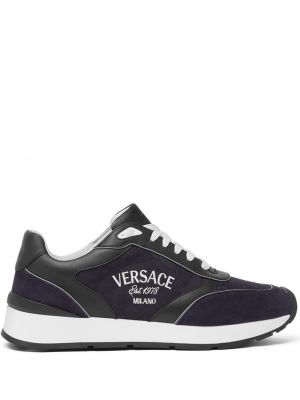 Sneakersy sznurowane koronkowe Versace czarne