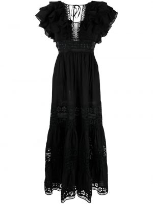 Памучна макси рокля с дантела Charo Ruiz Ibiza черно