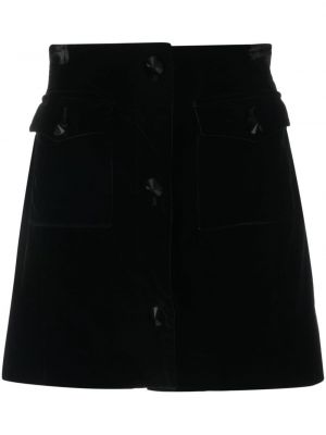 Zamatová sukňa na gombíky Alessandra Rich čierna