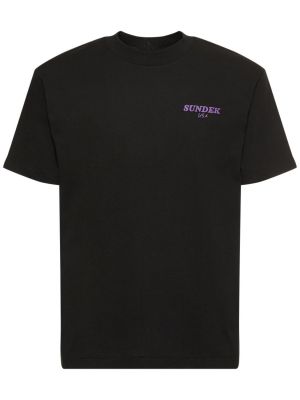 Džerzej bavlnené tričko s potlačou Sundek čierna