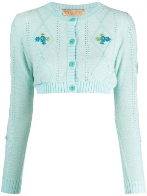 Cardigan ricamata a fiori Cormio blu