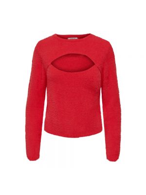 Sweter z okrągłym dekoltem Only czerwony