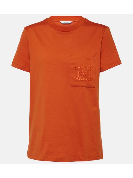 Kokvilnas t-krekls džersija Max Mara oranžs