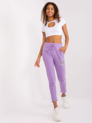 Sportinės kelnes Fashionhunters violetinė