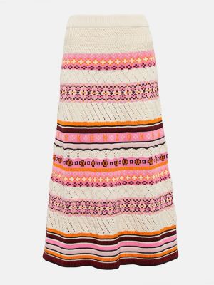 Žakárové bavlněné dlouhá sukně Kenzo růžové