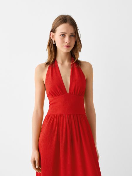 Dlouhé šaty Bershka červená