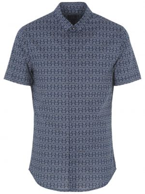 Bavlněná košile s potiskem Armani Exchange modrá