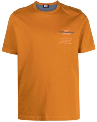 Тениска с принт Diesel оранжево