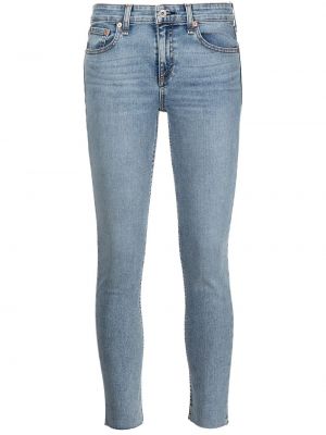 Bavlnené skinny fit džínsy na gombíky na zips Rag & Bone - modrá