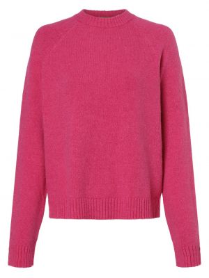 Dzianinowy sweter wełniany z alpaki Boss różowy