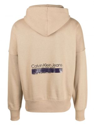 Bluza z kapturem Calvin Klein Jeans beżowa