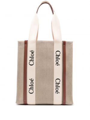 Τσάντα shopper Chloé καφέ