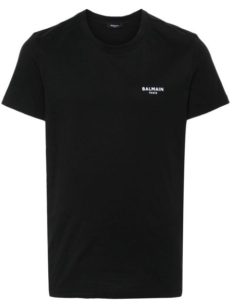 Βαμβακερή μπλούζα Balmain μαύρο