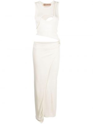 Hedvábné šaty z nylonu bez rukávů Aya Muse - bílá