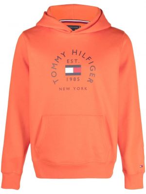 Kapučdžemperis ar apdruku Tommy Hilfiger oranžs