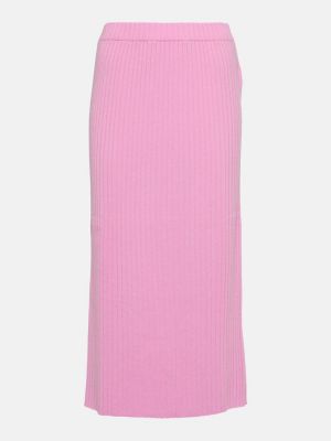 Midi φούστα με ψηλή μέση κασμίρ Jardin Des Orangers ροζ