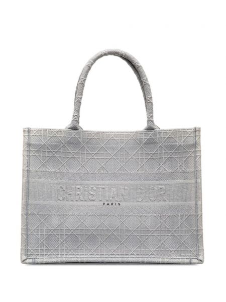 Nákupná taška s výšivkou Christian Dior Pre-owned sivá