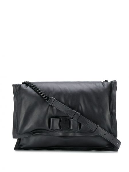 Bolsa de hombro con lazo acolchada Salvatore Ferragamo negro