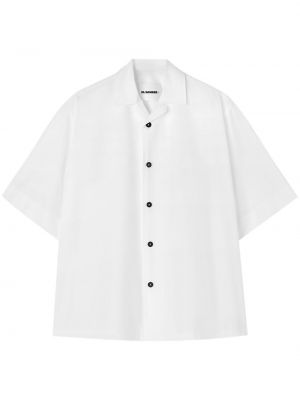 Chemise en coton avec manches courtes Jil Sander blanc