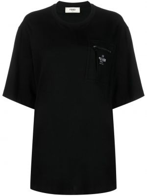 Černé tričko na zip s kapsami Fendi