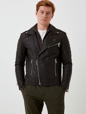 Кожаная куртка Basics & More коричневая