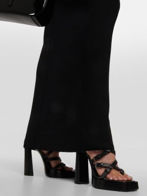 Μάλλινη μάξι φόρεμα με λαιμόκοψη v Saint Laurent μαύρο