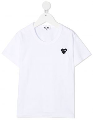 T-shirt med broderi för tjejer Comme Des Garcons Play Kids vit