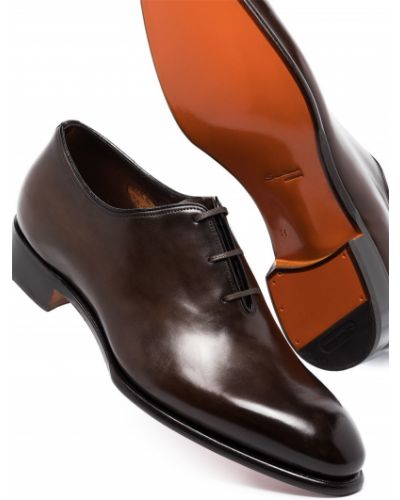 Nėriniuotos iš natūralios odos oksfordo batai su raišteliais Santoni ruda