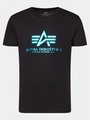 Priliehavé tričko s potlačou Alpha Industries čierna