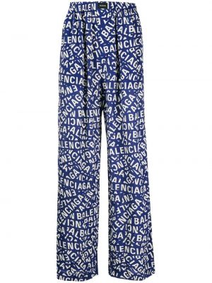Pantalon à imprimé Balenciaga bleu
