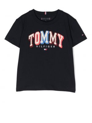 T-shirt med broderi för tjejer Tommy Hilfiger Junior blå