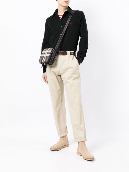 Pantalon brodé en cuir à carreaux Polo Ralph Lauren