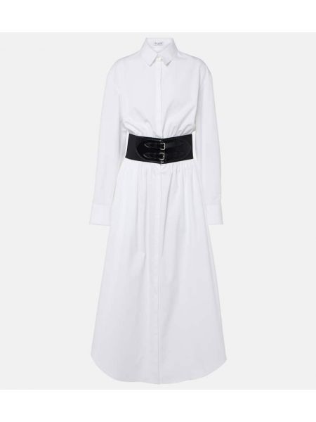 Βαμβακερός μίντι φόρεμα Alaia λευκό