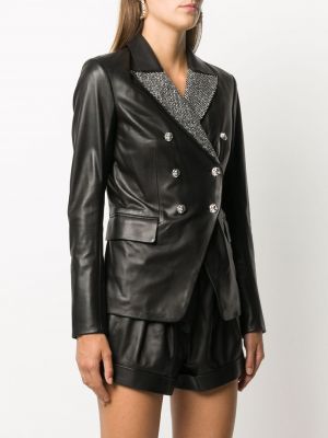 Křišťálová kožená bunda Philipp Plein černá