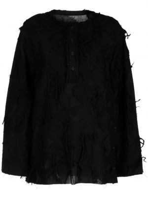 Czarna koszula z przetarciami Yohji Yamamoto