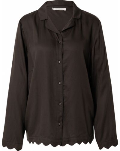 Lyocellové jednofarebné tričko s dlhými rukávmi Underprotection - čierna
